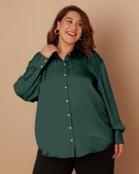 women oversized fit shirt with button-down collar