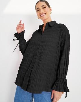 women oversized-fit shirt with spread collar