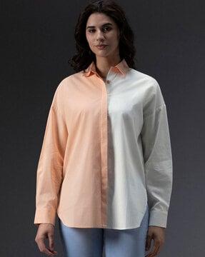 women oversized fit shirt with spread collar