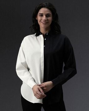 women oversized fit shirt with spread collar