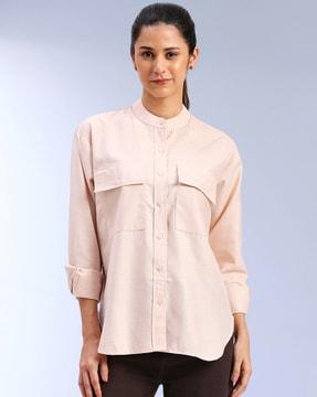 women oversized fit shirt with spread collar