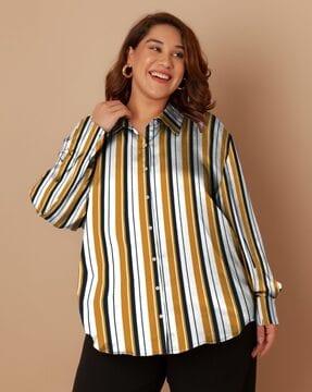 women oversized fit striped shirt