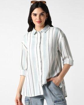 women oversized fit striped shirt