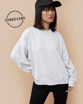 women oversized fit sweatshirt with round neck