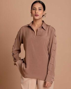 women oversized top with elevated sleeves