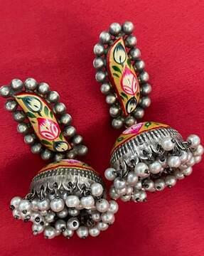 women oxidised jhumkas earrings