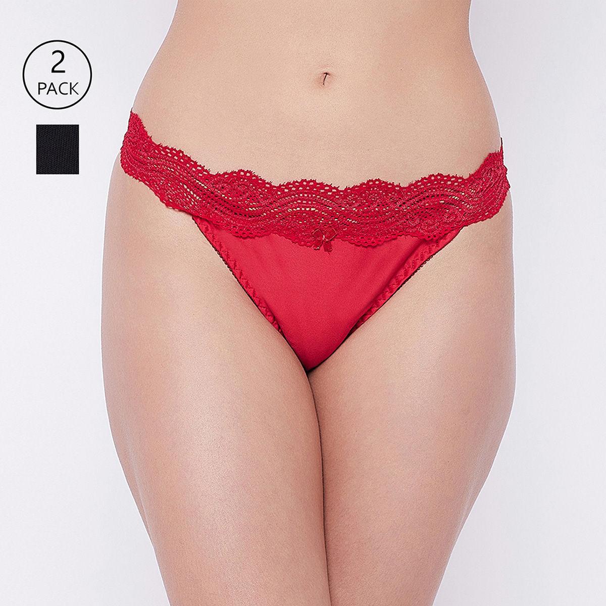 women pack of 2 assorted self design lace and power net thong briefs