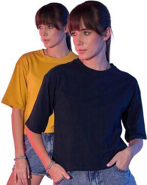 women pack of 2 boxy fit round-neck t-shirts