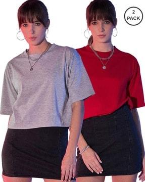 women pack of 2 boxy fit round-neck t-shirts