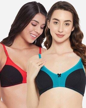 women pack of 2 colourblock non-padded bras