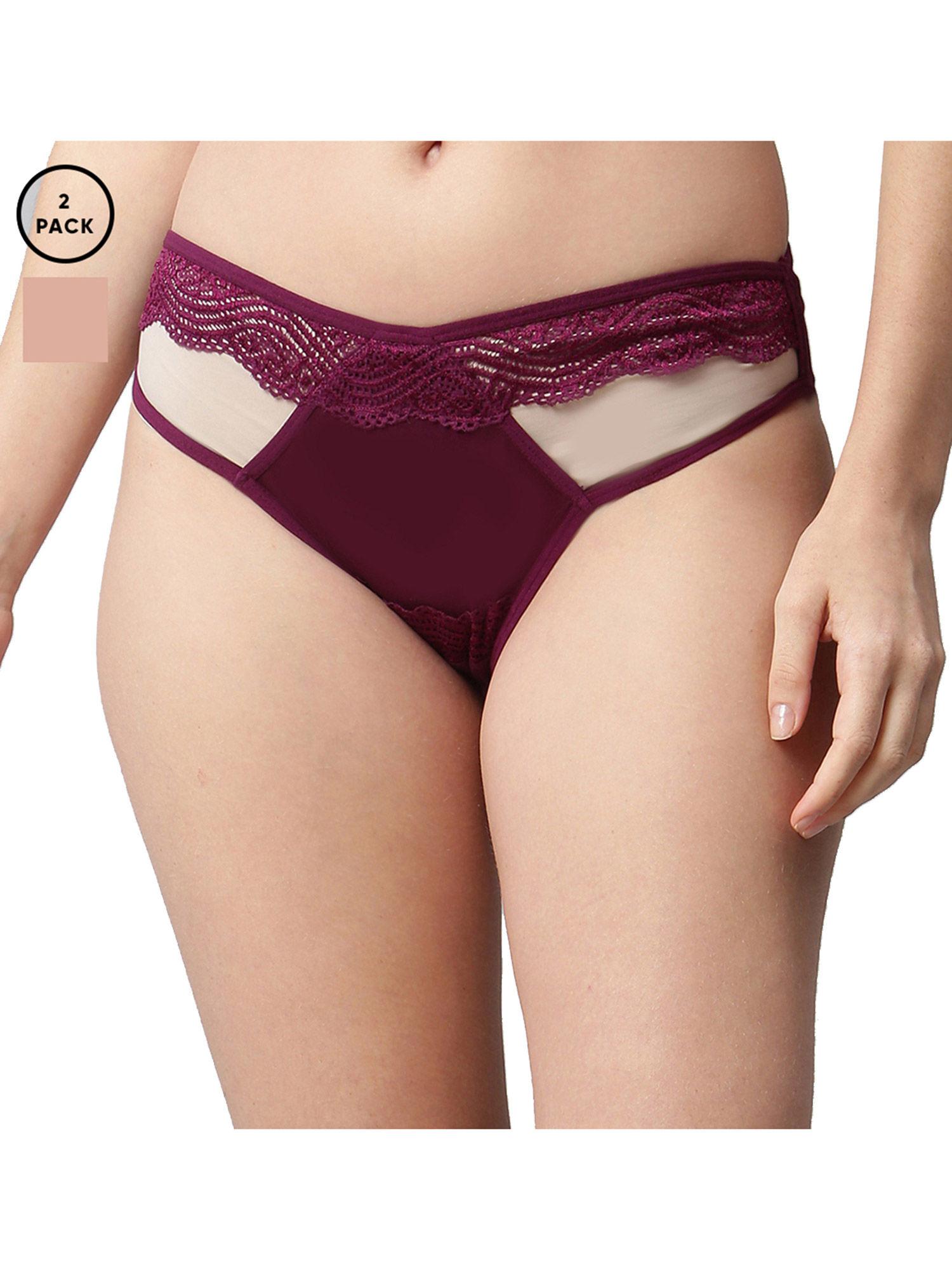 women pack of 2 lacy panty burgundy (pack of 2)