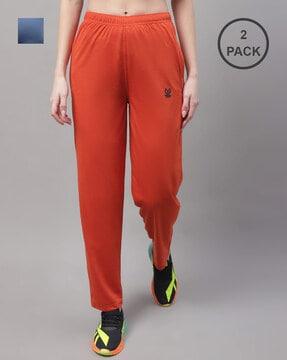 women pack of 2 logo print straight track pants