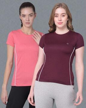 women pack of 2 microfiber antibacterial sports t-shirt