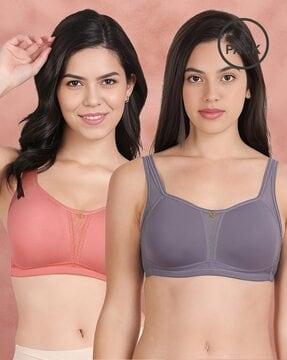 women pack of 2 non-padded non-wired full coverage bra