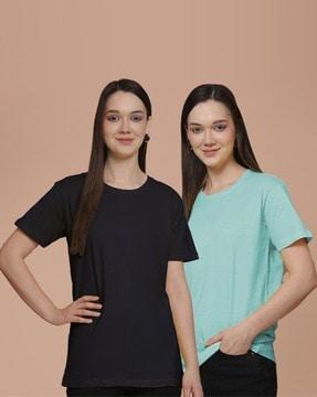 women pack of 2 oversized round-neck t-shirts