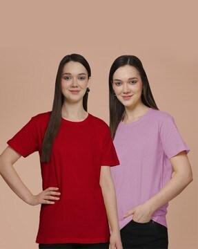 women pack of 2 oversized round-neck t-shirts