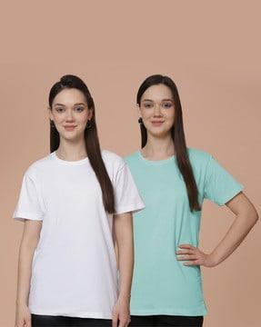 women pack of 2 oversized round-neck t-shirts