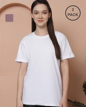 women pack of 2 oversized round-neck t-shirts