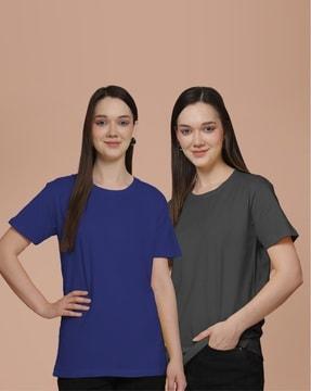 women pack of 2 oversized round-neck t-shirts