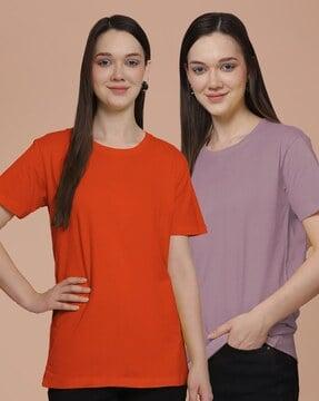 women pack of 2 oversized round-neck t-shirts