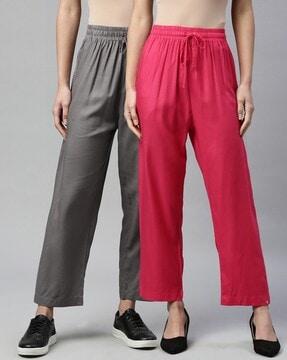 women pack of 2 palazzos with elasticated drawstring waist