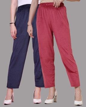 women pack of 2 palazzos with elasticated waistband