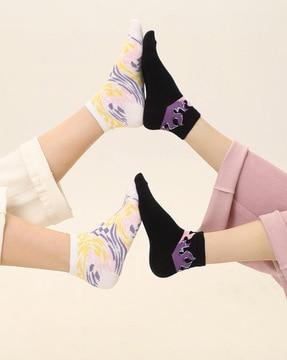 women pack of 2 printed ankle-length socks