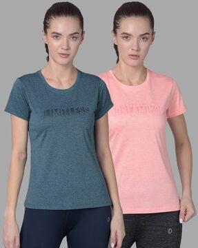 women pack of 2 printed microfiber antibacterial sports t-shirt