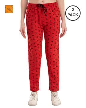 women pack of 2 printed straight track pants