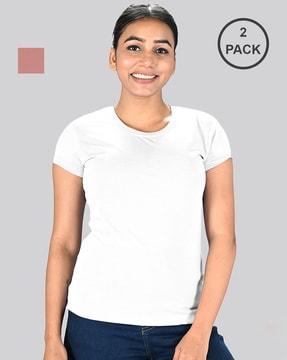 women pack of 2 regular fit crew-neck t-shirts