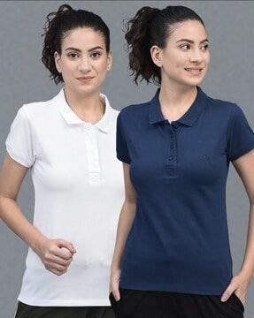 women pack of 2 regular fit polo t-shirts