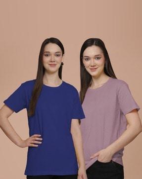 women pack of 2 regular fit t-shirt with short sleeves