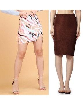 women pack of 2 skirts with elasticated waistband