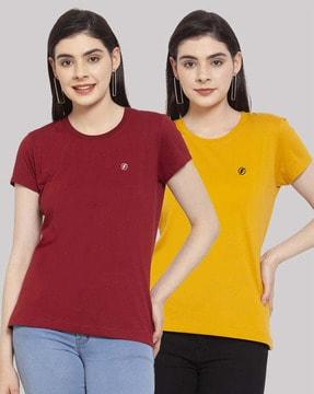 women pack of 2 slim fit round-neck t-shirts