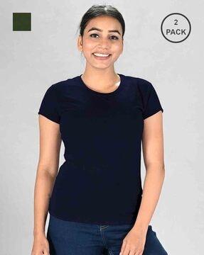 women pack of 2 slim fit round-neck t-shirts