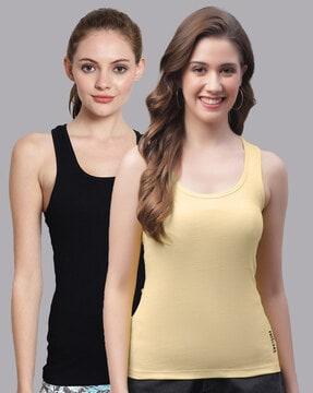 women pack of 2 slim fit round-neck tank tops