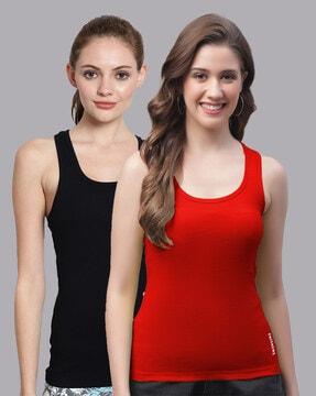 women pack of 2 slim fit round-neck tank tops