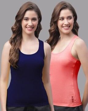 women pack of 2 slim fit round-neck tank tops