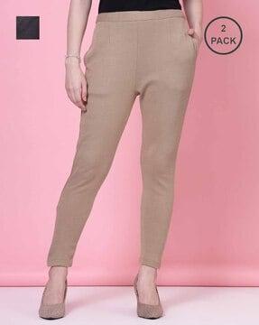 women pack of 2 straight fit flat-front pants