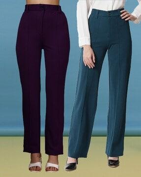 women pack of 2 straight fit trousers