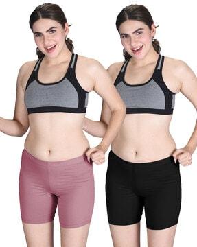 women pack of 2 stretchable cycling shorts