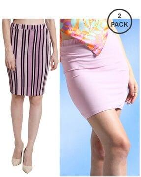 women pack of 2 striped pencil skirts