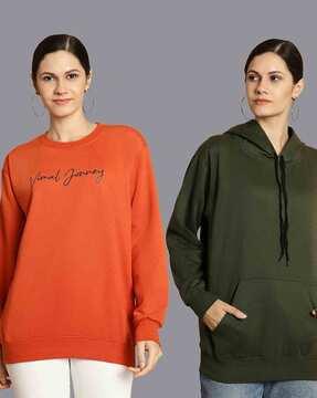 women pack of 2 typographic print sweatshirts