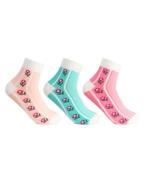 women pack of 3 colourblock ankle-length socks
