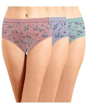 women pack of 3 floral print regular fit hipster panties