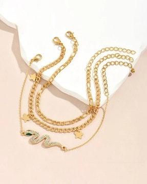 women pack of 3 gold-plated anklets