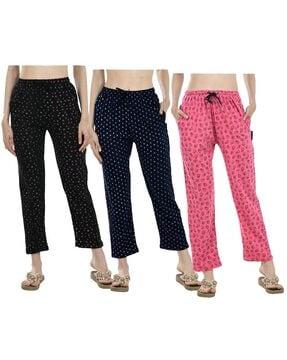 women pack of 3 graphic print track pants