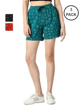 women pack of 3 high-rise shorts with elasticated waist