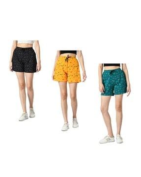 women pack of 3 high-rise shorts with elasticated waist