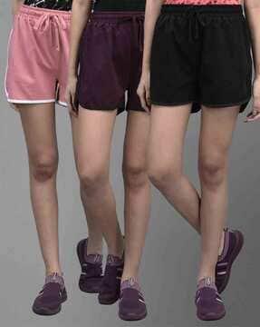 women pack of 3 knit shorts with drawstring waist